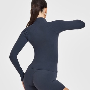 Chaqueta de Yoga de Alta Gama Estilo Europeo Americano para Mujer, Cuello Alto, Top Deportivo Adelgazante, Manga Larga con Cierre, Transpirable - Product Image 2