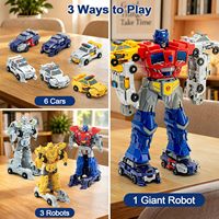 Jouets robots transformables magnétiques 6 en 1 pour garçons, 6 véhicules se combinent en 3 robots ou 1 grand robot avec accessoires