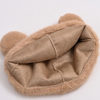 FF1629 mignon hiver fourrure ours oreille bonnets pompon moelleux flou seau chapeau femmes filles fausse fourrure chapeau d'hiver