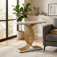 Table console moderne en métal écologique avec plateau en bois, design contemporain pour appartement et entrée d'hôtel, meubles de salon