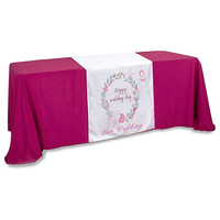 Chemin de table extensible en spandex avec logo d'entreprise, couverture de nappe personnalisée de 6 pieds pour événements de salons professionnels Publicité en plastique personnalisée