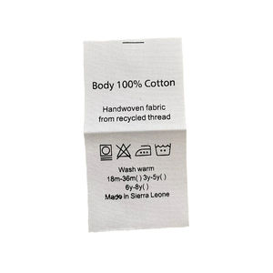 맞춤형 로고 고급 재활용 중간 접이식 면 새틴 인쇄 라벨 세탁 관리 라벨 천연 면 라벨 의류용 - Product Image 1