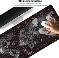Tapis de souris de jeu personnalisable avec logo, grand clavier, design de carte du monde noir, dessin animé, transfert thermique, résistant à l'eau, antidérapant en caoutchouc
