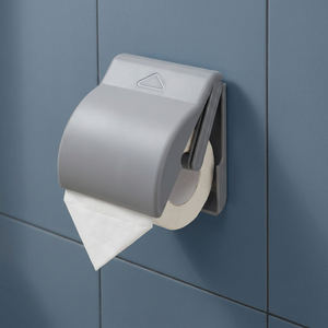 Support mural moderne en plastique pour rouleau de papier toilette avec couvercle et support, gris, pour salle de bain, maison et hôtel - Product Image 2