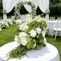 LUYI Arrangement floral artificiel vert et blanc de style tropical naturel, chemin de table décoratif, accessoires de décoration pour événements