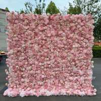 Panneau floral en soie de haute qualité 8x8, personnalisable, 3D/5D, rose artificielle, fond de scène pour mariage, décoration de fond