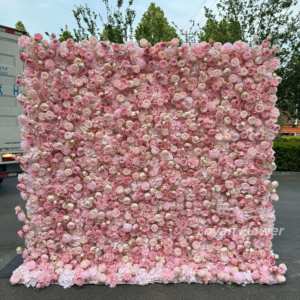 Pannello Floreale in Seta Arrotolabile 8x8 di Alta Qualità, Sfondo Personalizzato 3D/5D con Rose Artificiali <span class=keywords><strong>Rosa</strong></span> per Decorazioni Matrimoniali - Product Image 5