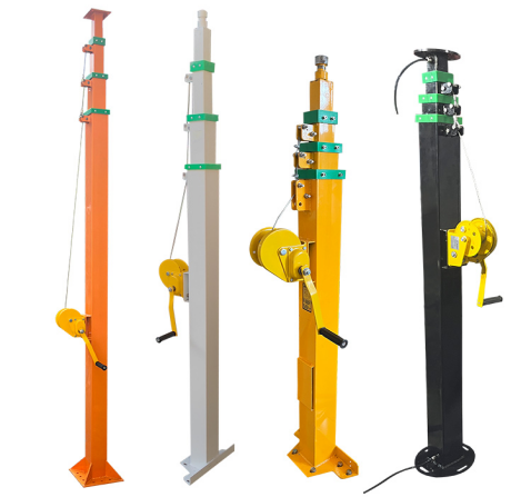 6m Hand Winch Telescopic Masts LED Telescoping Light Tower Light Mast Vertical Rod Camera Pole