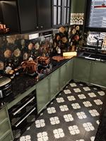 Aparador con Puertas de Vidrio, Moderno y de Lujo, en Verde y Negro, para Comedor, Personalizable