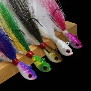 1/2oz 1oz 2oz Bucktail Jig 3D ojos Luminosos agua salada bucktail Señuelos de Pesca