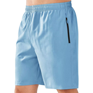 Pantalones Cortos Bermuda de Secado Rápido para Hombre, Color Azul Claro, Cintura Elástica, Bolsillo con Cremallera, Ropa Deportiva Informal - Product Image 1