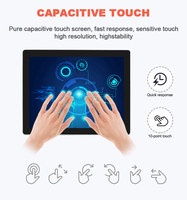 Moniteur tactile capacitif plat de 15 pouces, 1024x768, panneau AU, HDMI, VGA, USB, étanche, anti-poussière, sans support
