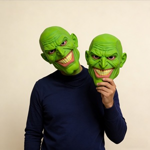 Maschera in Latex Realistica da Goblin Verde, Costume da Mostro Spaventoso, Travestimento Completo con Rughe Dettagliate e Sorriso, per Feste di Halloween, Divertente e Stravagante - Product Image 6