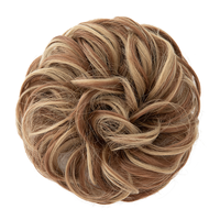 Moño de pelo sintético, coleta despeinada rizada, banda elástica para el pelo, postizo para mujer, horquillas, negro, marrón
