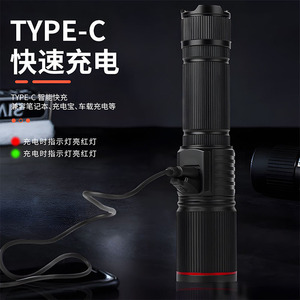 Handheld <b>Flashlight</b> Led <b>Rechargeable</b> 18650 Battery Zoomable Portable Outdoor Use - Product Image 4