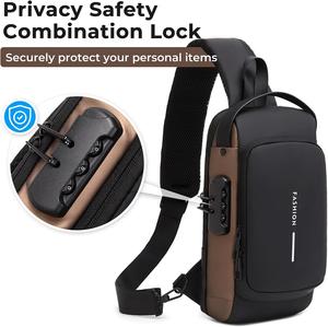 男性用防水盗難防止旅行オートバイ用チェストクロスボディショルダースリングバッグUSB付き男性用 - Product Image 4