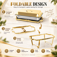 Ensemble buffet chauffe-plat pliable en or 9L en acier inoxydable chauffe-plats de luxe pour soupe traiteur pas cher pour hôtel présentation de fête de mariage