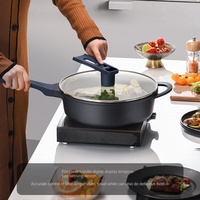 Machine de cuisson intelligente entièrement automatique, cuisine électronique multifonctionnelle, capteur, acier inoxydable, antiadhésif, noir