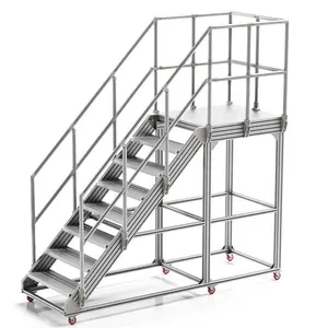 Aluminum Platform Mobile Work Platform Catwalks Stairway Step Ladder Walkways Transfer Maintenance Platform