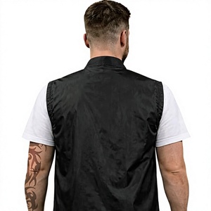 Chaleco de Barbero Negro con Cierre para Hombre, con Bolsillos Delanteros y Logotipo en la Manga, Ropa Exterior Informal para Peinado y Estilismo - Product Image 2
