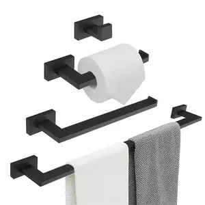 Black Towel Bar Suit Stainless Steel 304 Bathroom Rack Household Towel Rack Bathroom Hardware Hanger Set Suit