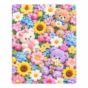 Sweet Garden Kaninchen-Decken fürs Bett, bunte Gänseblümchen-Tulpen-Design-Fleece-Decke für Schlafzimmer, Sofa, Kinderzimmer, Dekoration, Geschenk - Product Image 6