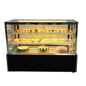 Vitrina curva/cuadrada de alta calidad para pasteles, vitrina de exhibición para panadería, congelador con doble cristal