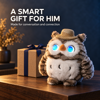 Compagnon en peluche intelligent avec interaction vocale, Wi-Fi activé et contrôle à distance via application - Cadeau pour hommes
