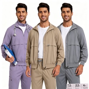<span class=keywords><strong>Blouse</strong></span> médicale homme 52002, ensemble slim fit avec pantalon et cravate <span class=keywords><strong>couleur</strong></span> gris foncé - Product Image 1