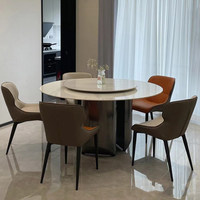 Italienischer Zeitgenössischer Runder Esstisch aus Sinterstein mit Drehbarem Lazy Susan Drehteller für Zuhause, Hotel und Esszimmer