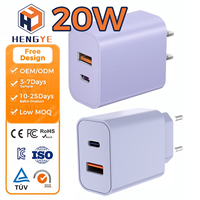 Adaptateur mural à charge rapide 20W QC 3.0 & PD Type A/B 2 ports avec prise US pour téléphone et appareil photo