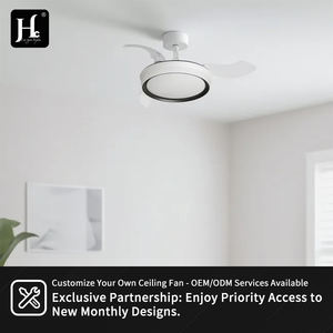 Lustre moderne de 42 pouces, rétractable invisible, 6 vitesses réglables, fonction de minuterie, éclairage LED au plafond avec ventilateur et télécommande - Product Image 6