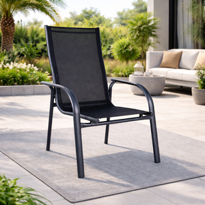 <span class=keywords><strong>Fauteuil</strong></span> d'extérieur empilable en <span class=keywords><strong>aluminium</strong></span> à dossier haut FULL ALU STACK, chaise en maille d'<span class=keywords><strong>aluminium</strong></span> pour patio, jardin, <span class=keywords><strong>camping</strong></span>, durable, antirouille, design empilable - Product Image 4