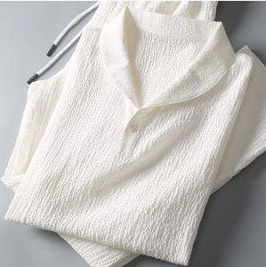 Los mejores trajes de 2 piezas de verano para hombre, camisetas de manga corta + Pantalones largos, pantalones de cintura elástica con botones y cuello de solapa de Polo de Color sólido - Product Image 6