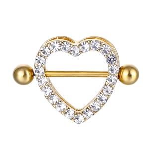 Bijoux de <span class=keywords><strong>piercing</strong></span> corporel de haute qualité, anneaux de tétons personnalisés en cristal, anneaux de tétons tendance et cool en forme de cœur <span class=keywords><strong>double</strong></span> creux - Product Image 4