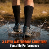 Chaussettes de randonnée mi-mollet imperméables et respirantes à 3 couches en nylon renforcé, avec talon sans couture et bout anti-ampoules, idéales pour la pêche et la pêche à la ligne.