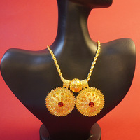 Ensemble de bijoux plaqué or, style éthiopien, avec grandes boucles d'oreilles pendantes, bague et bracelet, accessoire de mariage africain pour mariée