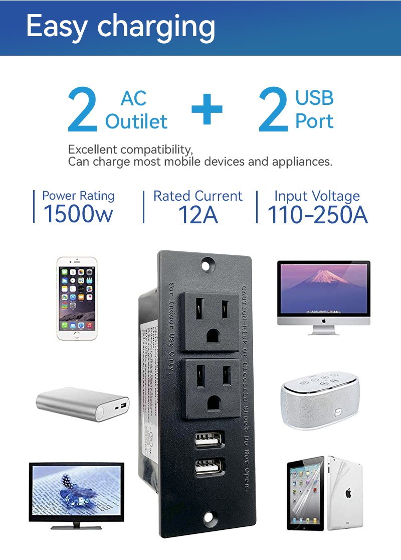 Wholesale American Universal Electric Socket  Conference Office Recessed 15a Outlets Desktop  USB Ports Dc Socket