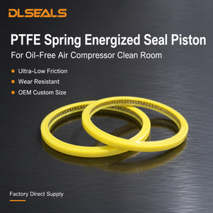 Sello de Pistón Energizado por Resorte de PTFE para Compresor de Aire Sin Aceite, Sala Limpia ISO 8573, Equivalente a Variseal, ISO 9001, En Stock - Product Image 1