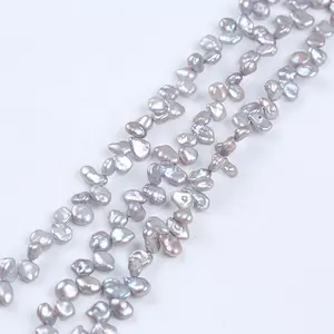 Wholesale 6-9mm dyed gray color freshwater keshi pearls beads strand for women jewelry making