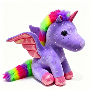 Unicornio de peluche con lentejuelas rosas, cuernos, alas y pezuñas, regalo de cumpleaños para niñas - Product Image 2