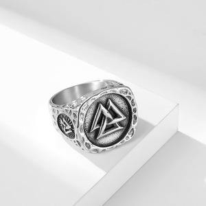 Vintage Nordic Viking Odin Triangle Symbol <b>Titanium</b> Steel <b>Ring</b> for Men, Niche Personality, Cultural Symbol, Index Finger Jewelry - Product Image 3