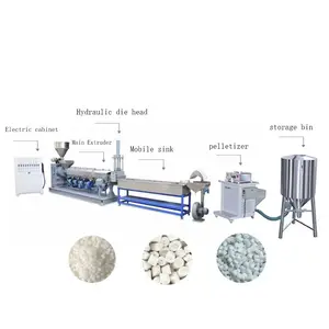 Mesin pembuat pelet plastik peliharaan PE PP otomatis ekstruder pelletisasi plastik granulator mesin pelletisasi untuk botol hewan peliharaan