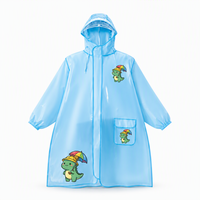 Imperméable pour enfants en EVA, motif dessin animé mignon (dinosaure, requin, chat), avec capuche semi-transparente, pour garçons et filles, pour le camping et les sorties