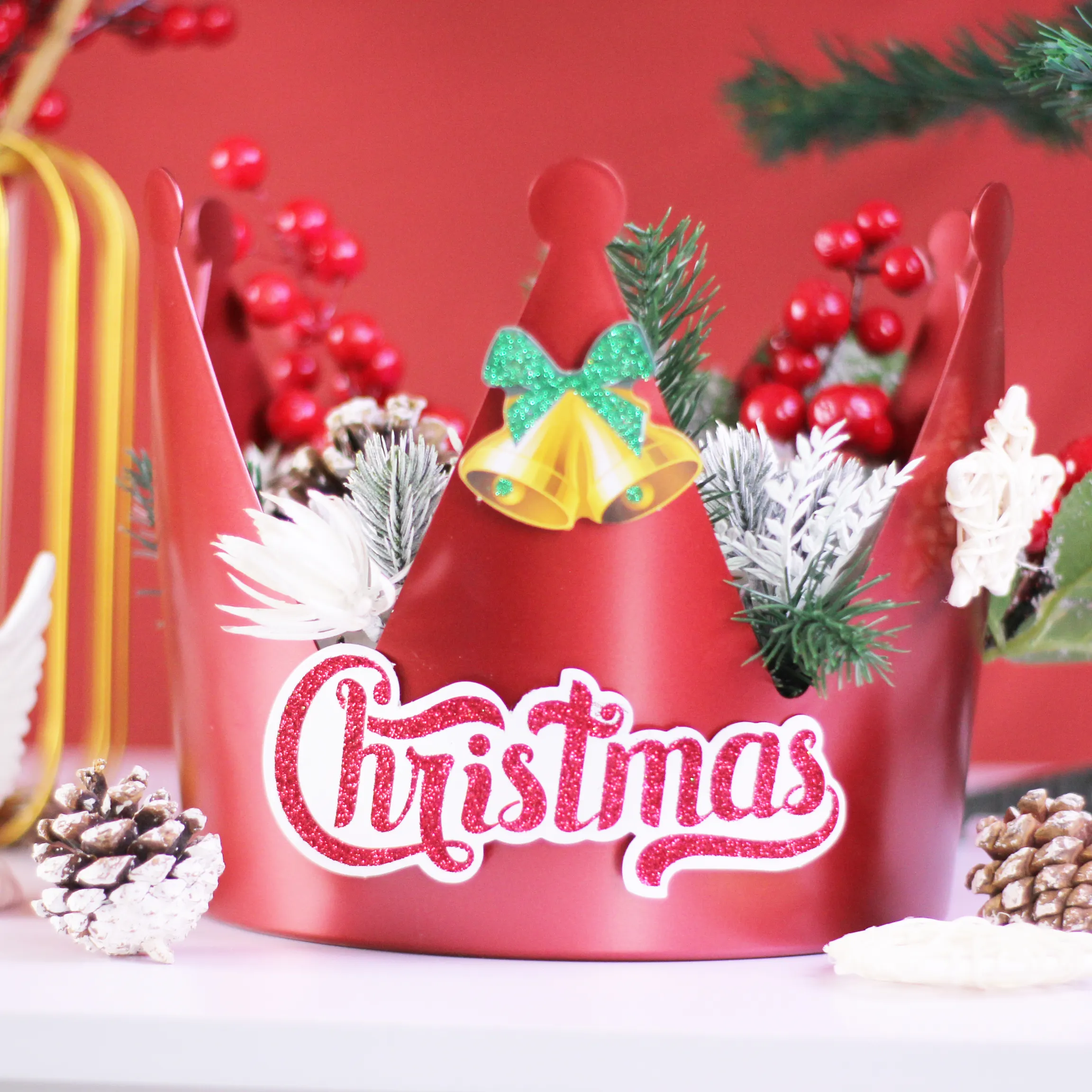 Caixa de Natal em acrílico para presente de Natal, caixa de presente de coroa delicada para decoração de Natal, caixa de presente de Natal