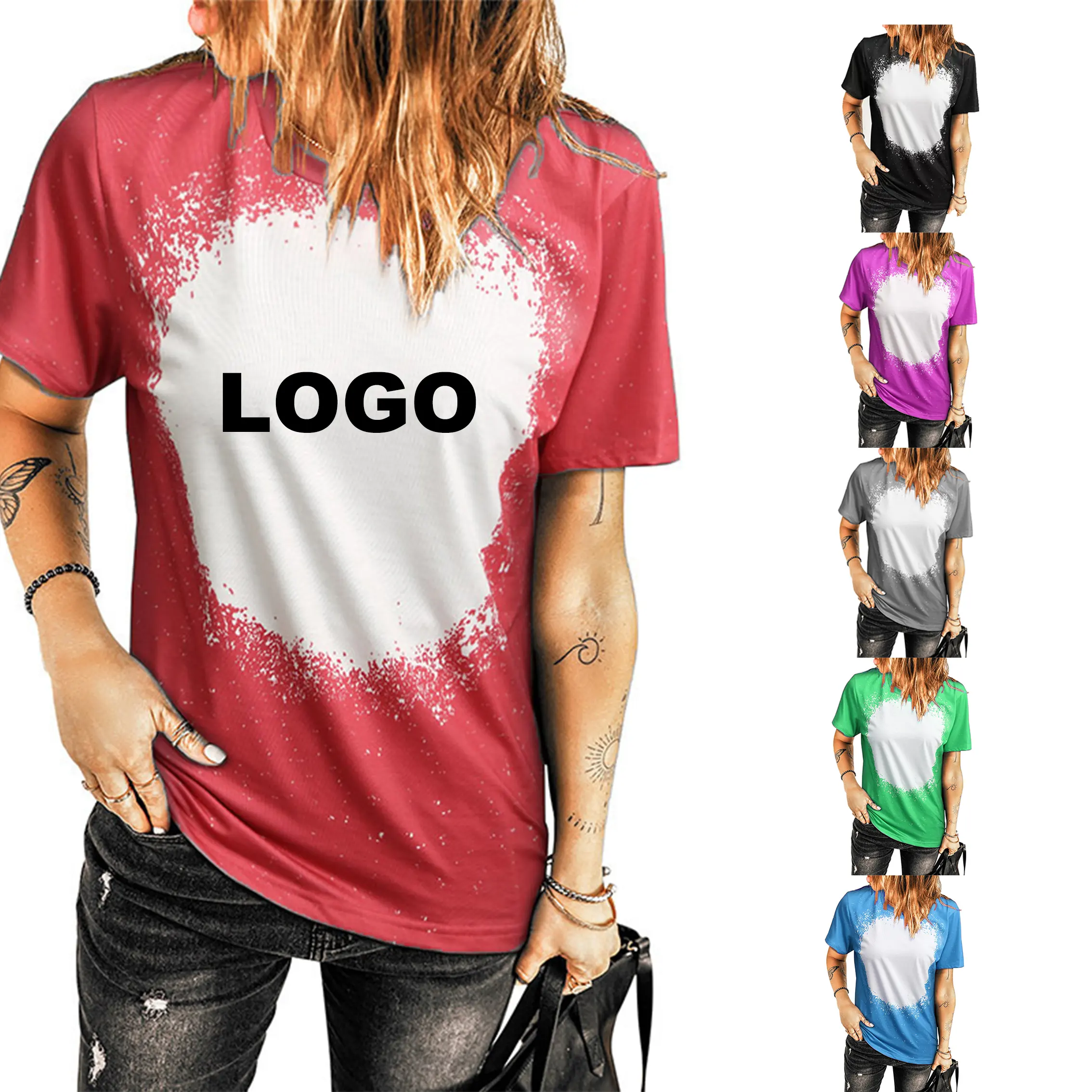 Sublimasi Ukuran Us Nyata Kemeja Pria Poliester Kosong Disesuaikan DIY Pencetakan Kosong Faux Diputihkan Logo Kustom T Shirt