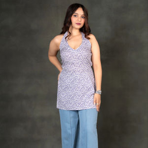 Vestido Étnico Avni Lilac Petal con Cuello en V, Corte Holgado, Secado Rápido, Sin Arrugas, Sin Mangas, para Mujer, Verano, Festivo, Casual, para Fiestas - Product Image 1