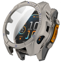 HUANLONG Pelindung Layar Kaca Temper Anti Gores dengan Casing Pengganti Karet untuk Garmin Fenix8 51mm/47mm/43mm