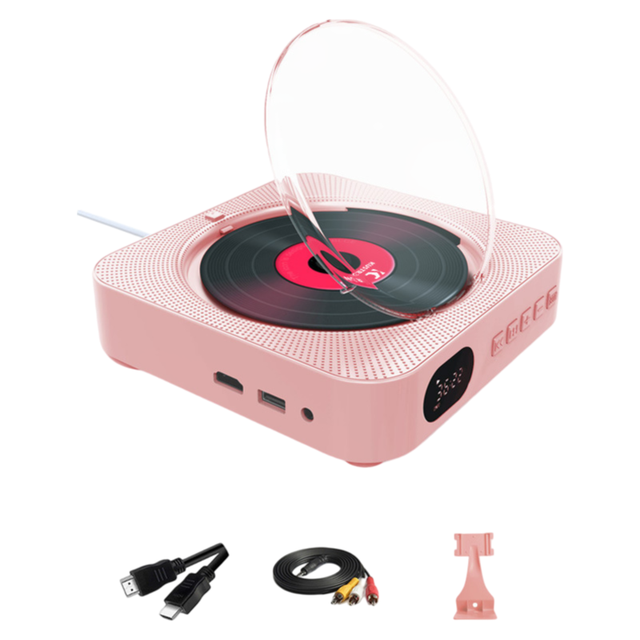 Portable BT Wall Mountable CD Player with HDMI AV Output Built in HiFi Speaker for Home Kids