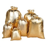 Sacs à bijoux réutilisables personnalisés en gros 11x16cm, pochettes à bijoux luxueuses en feuille d'or métallique avec cordon de serrage, pour festivals et mariages